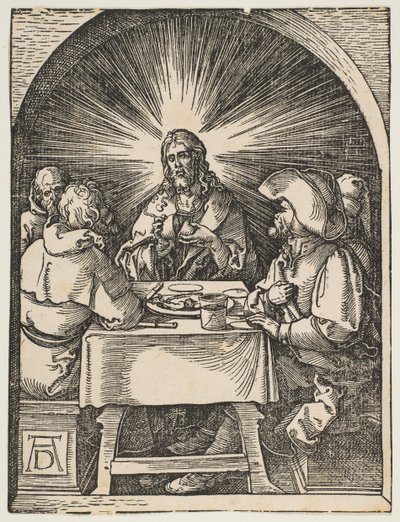 Krisztus Emmausban, A kis szenvedésből, kb. 1510. alkotó: Albrecht Dürer