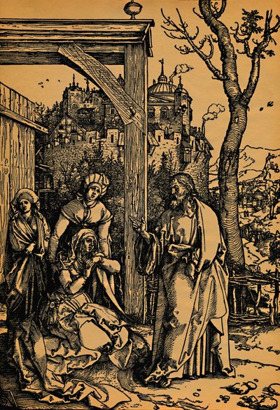 Krisztus búcsút vesz az anyjától. Krisztus elmegy az anyjától, 1504-1505. alkotó: Albrecht Dürer