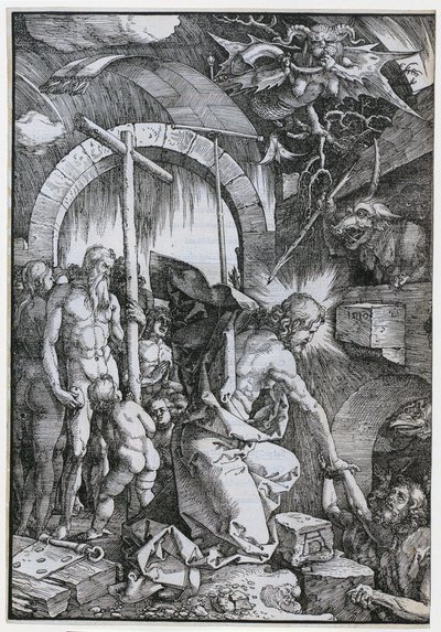 Krisztus a pokol előterében, a „Nagy Passió” sorozat 11. lapja alkotó: Albrecht Dürer