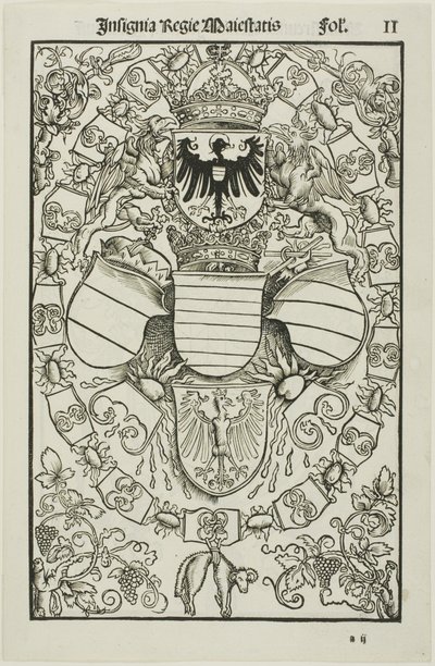 Maximilian I. mint a rómaiak királyának címere alkotó: Albrecht Dürer