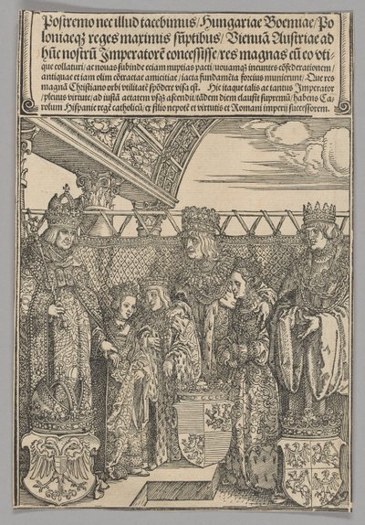 Kongresszus és kettős eljegyzés Bécsben, 23. tábla a Történelmi jelenetek I. Maximilianus császár életéből a Diadalívből alkotó: Albrecht Dürer