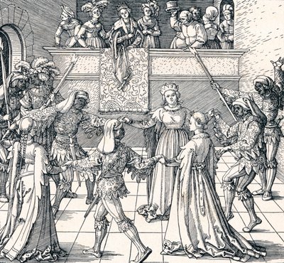 Fáklyafényes tánc, Augsburg, 1516, 1906 alkotó: Albrecht Dürer