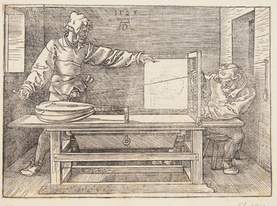 Rajzoló lantot rajzol alkotó: Albrecht Dürer