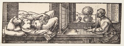 A rajzoló aktot rajzol alkotó: Albrecht Dürer