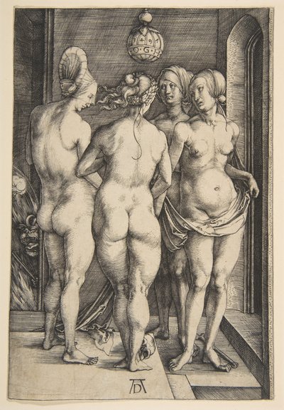 Négy meztelen nő, 1497. alkotó: Albrecht Dürer