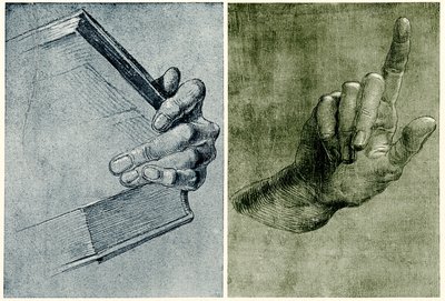 Kéz könyvvel alkotó: Albrecht Dürer