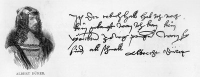 Albrecht Duerer kézírása és aláírása alkotó: Albrecht Dürer
