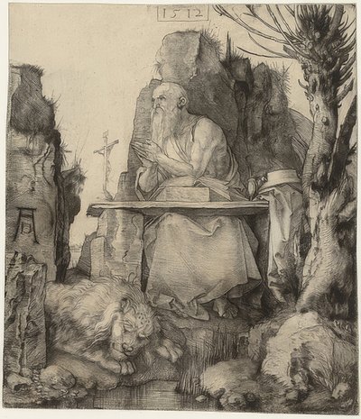 Szent Jeromos a fűzfa mellett. 1512 alkotó: Albrecht Dürer