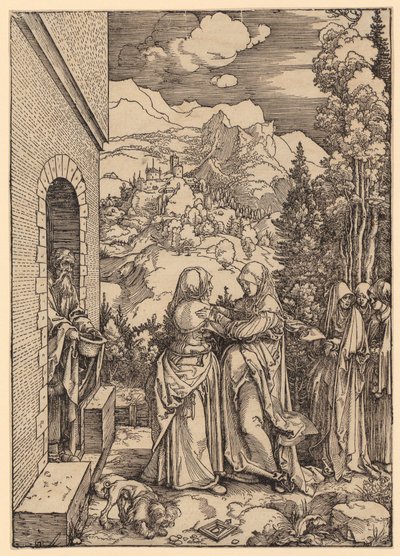 Meglátogatás, a „Mária élete” című sorozat 9. lapja alkotó: Albrecht Dürer
