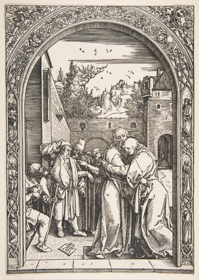 Joachim és Anna az Aranykapuban, A Szűz életéből, 1504. alkotó: Albrecht Dürer