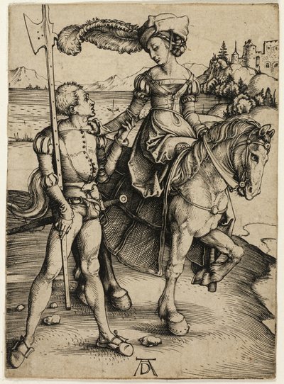 Hölgy lóháton és Landsknechtben alkotó: Albrecht Dürer