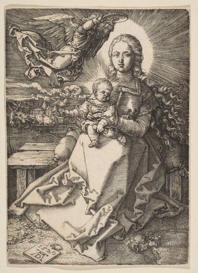 Madonnát egy angyal koronázta meg alkotó: Albrecht Dürer