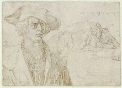 Férfi mellkép (Aert Bruyn) és tájkép Andernach közelében alkotó: Albrecht Dürer