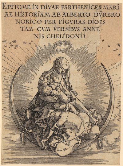 Mária a félholdon, az „Mária élete” sorozat 1. lapja alkotó: Albrecht Dürer