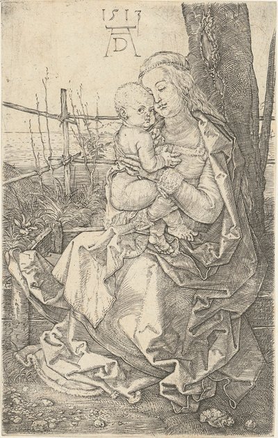 Mária a gyermekkel a fa mellett alkotó: Albrecht Dürer