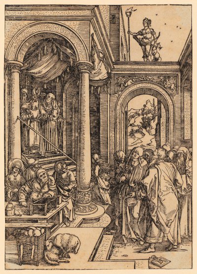Mária templomba menetele, a „Mária élete” sorozat 6. lapja alkotó: Albrecht Dürer