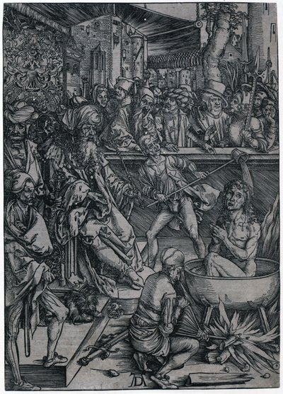 János evangélista vértanúsága, 2. lap  „Az Apokalipszis” sorozatból alkotó: Albrecht Dürer
