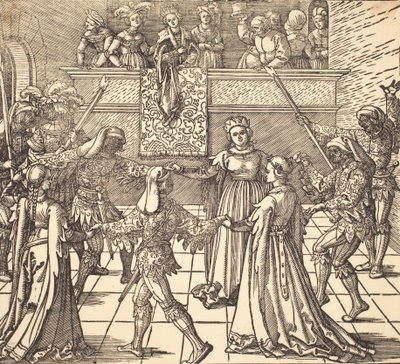 Álarcos tánc fáklyákkal, c. 1516. alkotó: Albrecht Dürer
