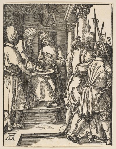 Pilátus kezet mos, A kis szenvedélyből, kb. 1509. alkotó: Albrecht Dürer