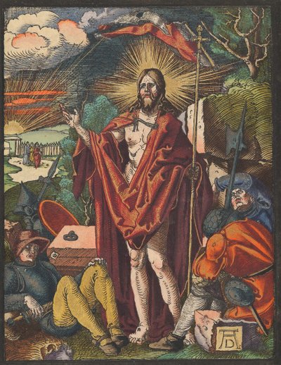 Feltámadás, a kis fametszetű passióból.n.d. alkotó: Albrecht Dürer