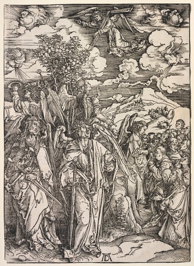 Szent János kinyilatkoztatása: Négy angyal feltartja a szeleket alkotó: Albrecht Dürer