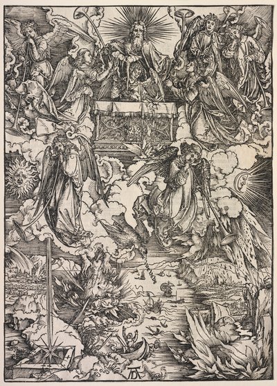 Szent János kinyilatkoztatása: Hét angyal trombitákkal, 1511. alkotó: Albrecht Dürer