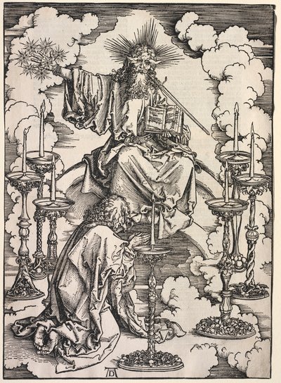 Szent János kinyilatkoztatása: Szent János a hét gyertyatartót nézi alkotó: Albrecht Dürer