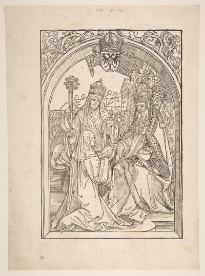 Rosvitha a Vígjátékokat bemutató I. Ottó császárnak. Illusztráció az Opera Hrosvi....n.d. alkotó: Albrecht Dürer