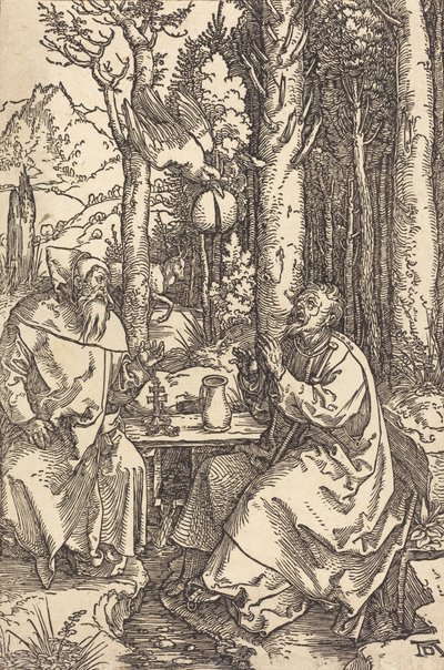 Szent Antal és Szent Pál a vadonban, c. 1504. alkotó: Albrecht Dürer