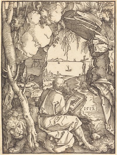 Szent Jeromos egy barlangban alkotó: Albrecht Dürer