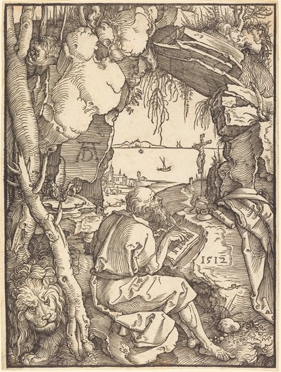 Szent Jeromos egy barlangban alkotó: Albrecht Dürer