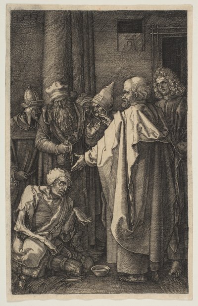 Szent Péter és Szent János a templom kapujában, a Passióból, 1513. alkotó: Albrecht Dürer