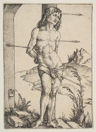 Szent Sebestyén az oszlophoz kötve, kb. 1499. alkotó: Albrecht Dürer