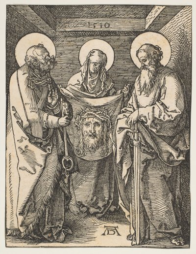 Szent Veronika Szent Péter és Pál között, A kis passióból, 1510. alkotó: Albrecht Dürer