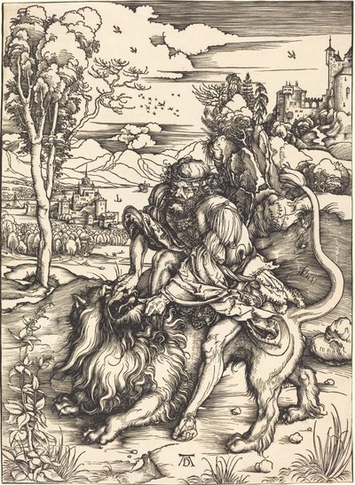 Sámson harcol az oroszlánnal alkotó: Albrecht Dürer