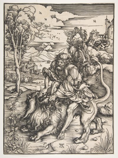 Samson Rending the Lion, ca. 1497-98. alkotó: Albrecht Dürer