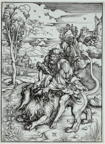 Sámson megöli az oroszlánt alkotó: Albrecht Dürer
