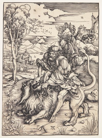 Sámson széttépi az oroszlánt alkotó: Albrecht Dürer