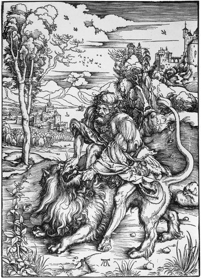Sámson megöli az oroszlánt alkotó: Albrecht Dürer