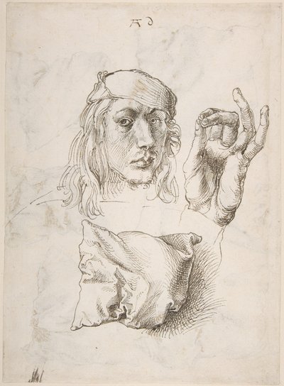 Önarckép, Tanulmány egy kézről és egy párnáról alkotó: Albrecht Dürer
