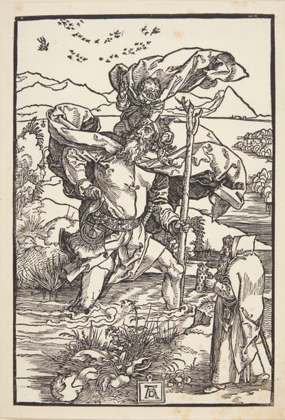 Szent Kristóf a vadonban madárrepüléssel alkotó: Albrecht Dürer