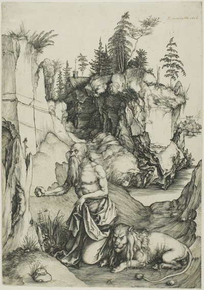 Szent Jeromos bűnbánó a vadonban alkotó: Albrecht Dürer