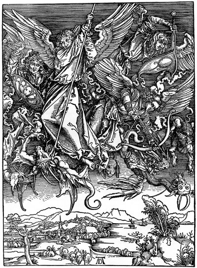 Szent Mihály Harc a sárkánnyal, 1498, 1936 alkotó: Albrecht Dürer