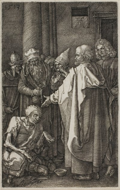 Szent Péter és Szent János a nyomorék gyógyítása, A vésett szenvedélyből alkotó: Albrecht Dürer