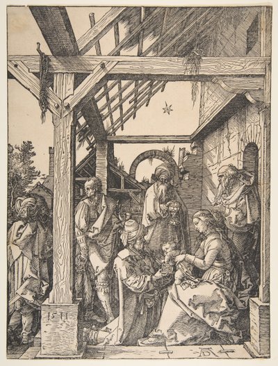 A mágusok imádása, 1511. alkotó: Albrecht Dürer