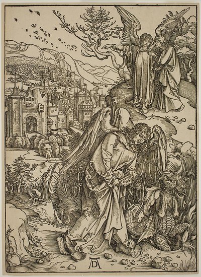 Az angyal Új Jeruzsálem Szent Jánost mutatja alkotó: Albrecht Dürer