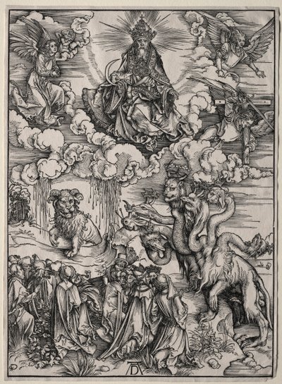 A hétfejű fenevad és a bárányszarvú fenevad. alkotó: Albrecht Dürer