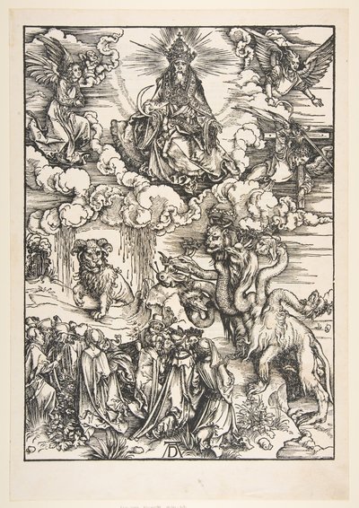 A két szarvú szörnyeteg, mint a bárány, az Apokalipszis.n.d. alkotó: Albrecht Dürer