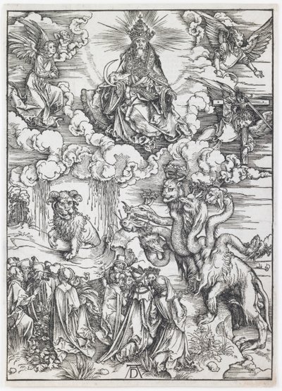 A kétszarvú, mint a bárány állat, az Apokalipszis sorozatból alkotó: Albrecht Dürer