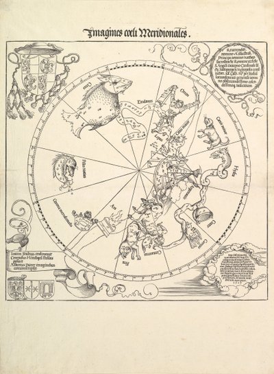 Az égi földgömb – a déli félteke, 1515. alkotó: Albrecht Dürer
